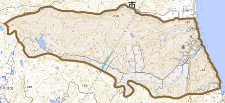 姿とその周辺の地図。町の範囲を重ねている
