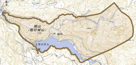 稲村とその周辺の地図。町の範囲を重ねている