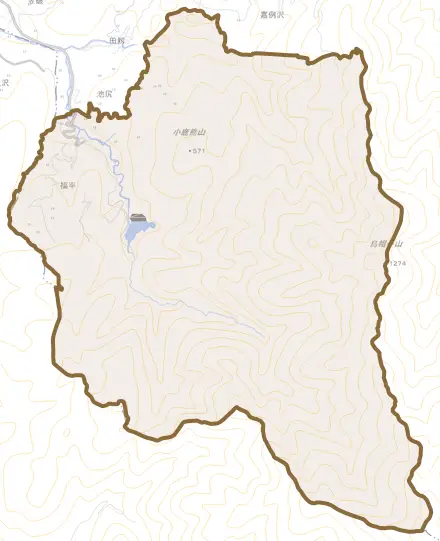 福平とその周辺の地図。町の範囲を重ねている