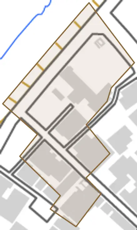 松原町とその周辺の地図。町の範囲を重ねている