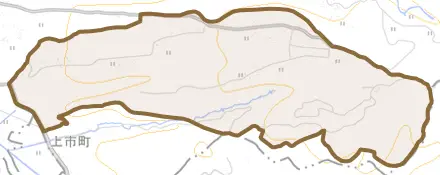 東福寺野とその周辺の地図。町の範囲を重ねている