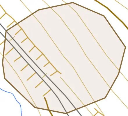 臼中とその周辺の地図。町の範囲を重ねている