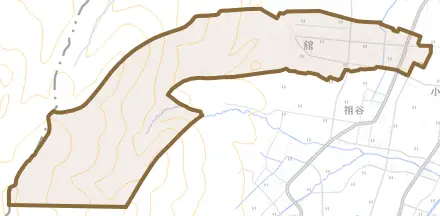 舘とその周辺の地図。町の範囲を重ねている