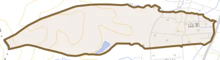 山本とその周辺の地図。町の範囲を重ねている