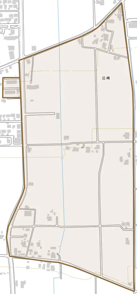江崎とその周辺の地図。町の範囲を重ねている