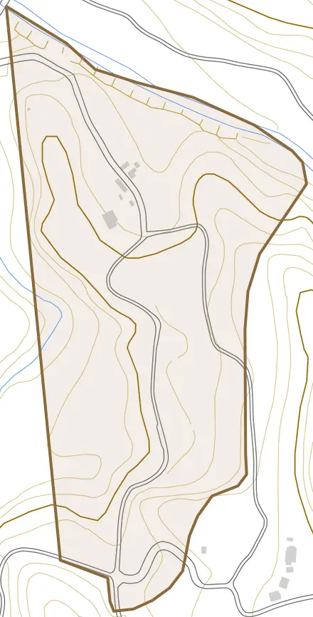 松倉とその周辺の地図。町の範囲を重ねている
