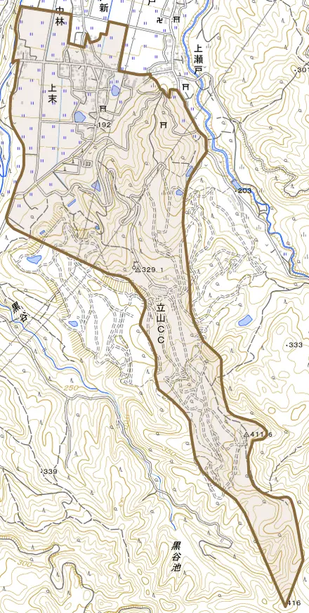 上末とその周辺の地図。町の範囲を重ねている