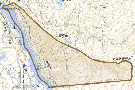 芦生とその周辺の地図。町の範囲を重ねている