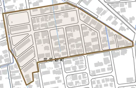 荏原新町とその周辺の地図。町の範囲を重ねている