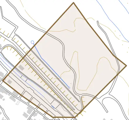 上滝とその周辺の地図。町の範囲を重ねている