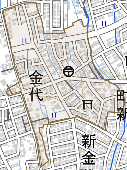 金代とその周辺の地図。町の範囲を重ねている