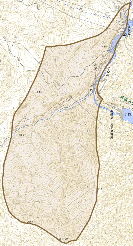 水須とその周辺の地図。町の範囲を重ねている