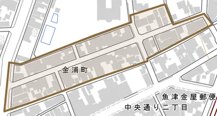 金浦町とその周辺の地図。町の範囲を重ねている