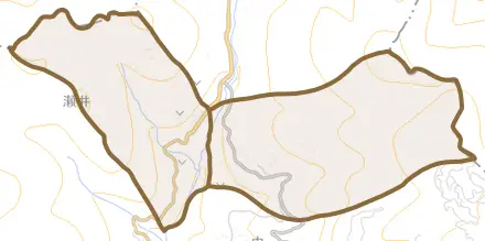大字瀬井とその周辺の地図。町の範囲を重ねている