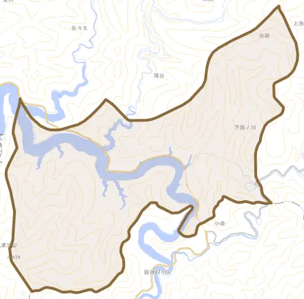 大字串本とその周辺の地図。町の範囲を重ねている