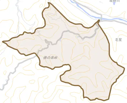 大字大又とその周辺の地図。町の範囲を重ねている