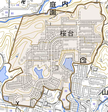 桜台とその周辺の地図。町の範囲を重ねている