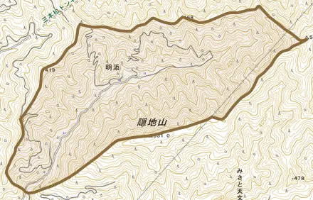 明添とその周辺の地図。町の範囲を重ねている