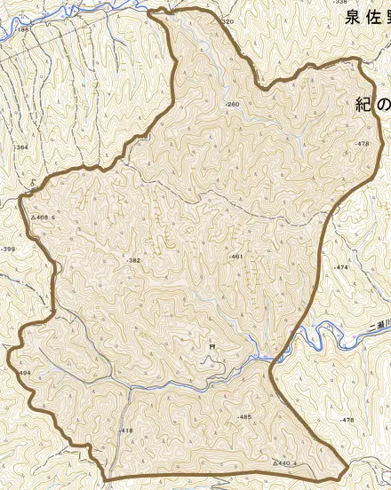 今畑とその周辺の地図。町の範囲を重ねている