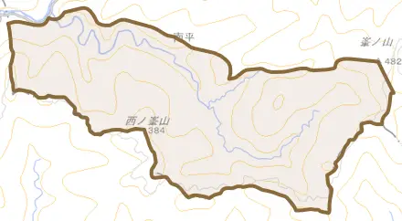 南平とその周辺の地図。町の範囲を重ねている