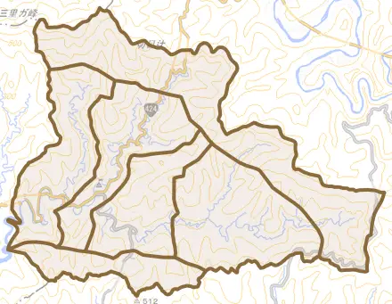 清川とその周辺の地図。町の範囲を重ねている