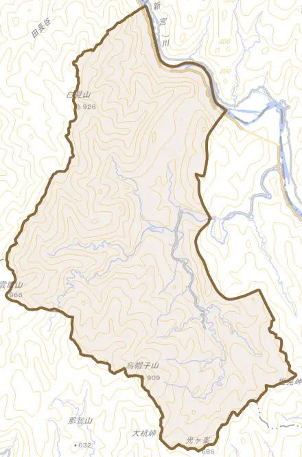 高田とその周辺の地図。町の範囲を重ねている