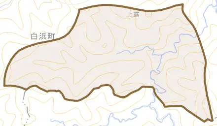 北谷とその周辺の地図。町の範囲を重ねている