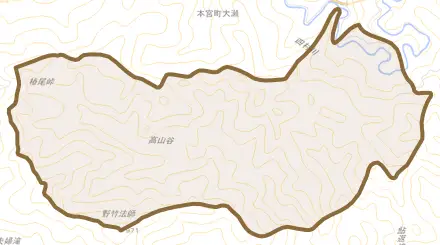本宮町野竹とその周辺の地図。町の範囲を重ねている