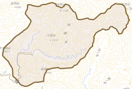 木守とその周辺の地図。町の範囲を重ねている