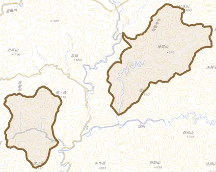 和田とその周辺の地図。町の範囲を重ねている