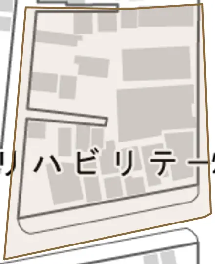 畑屋敷東ノ丁とその周辺の地図。町の範囲を重ねている