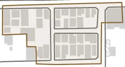 畑屋敷松ケ枝丁とその周辺の地図。町の範囲を重ねている