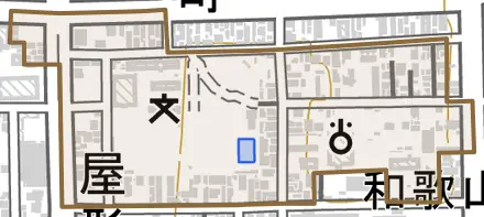 広瀬中ノ丁とその周辺の地図。町の範囲を重ねている