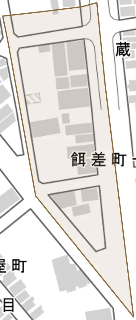 蔵小路とその周辺の地図。町の範囲を重ねている