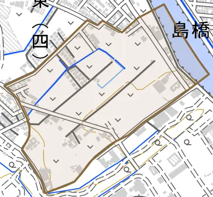 松江とその周辺の地図。町の範囲を重ねている