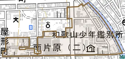 南片原とその周辺の地図。町の範囲を重ねている