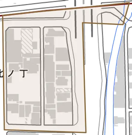 元寺町西ノ丁とその周辺の地図。町の範囲を重ねている