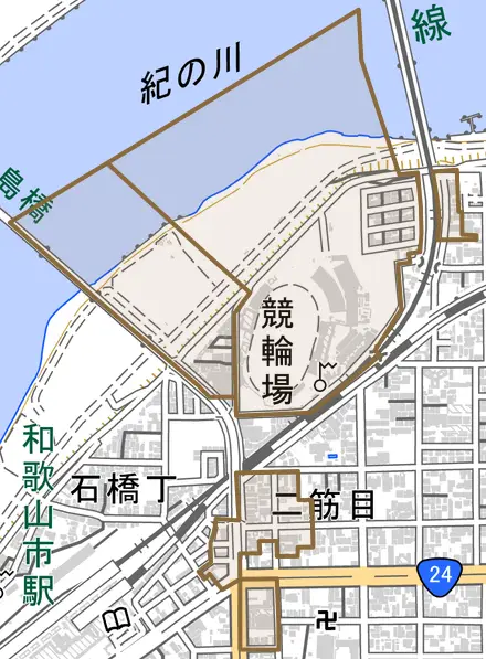 西布経丁とその周辺の地図。町の範囲を重ねている