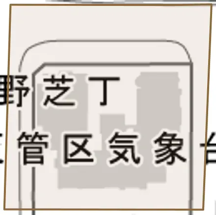 西坂ノ上丁とその周辺の地図。町の範囲を重ねている