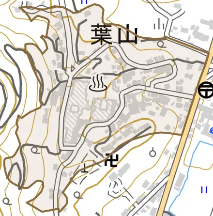 葉山とその周辺の地図。町の範囲を重ねている