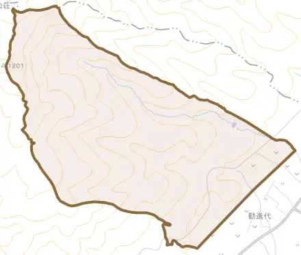 勧進代とその周辺の地図。町の範囲を重ねている