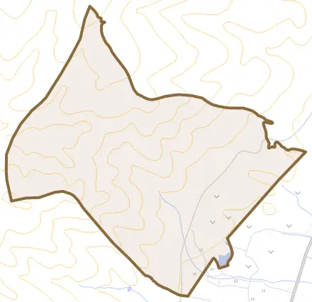 草岡とその周辺の地図。町の範囲を重ねている