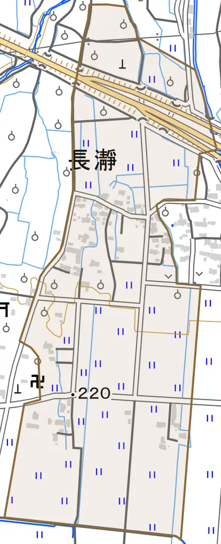 長瀞とその周辺の地図。町の範囲を重ねている