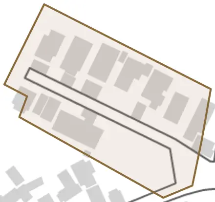 字金谷とその周辺の地図。町の範囲を重ねている