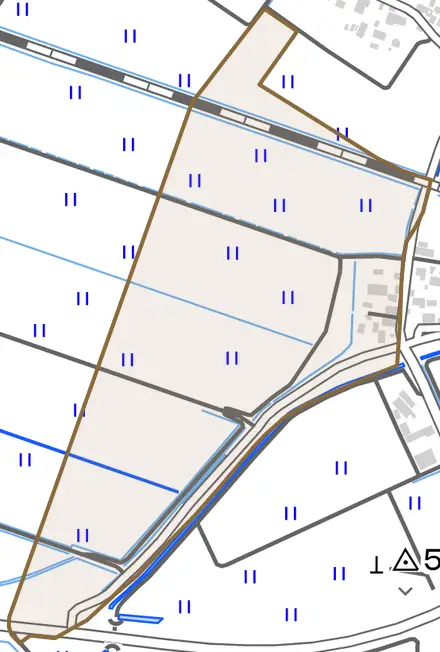 小牧新田とその周辺の地図。町の範囲を重ねている
