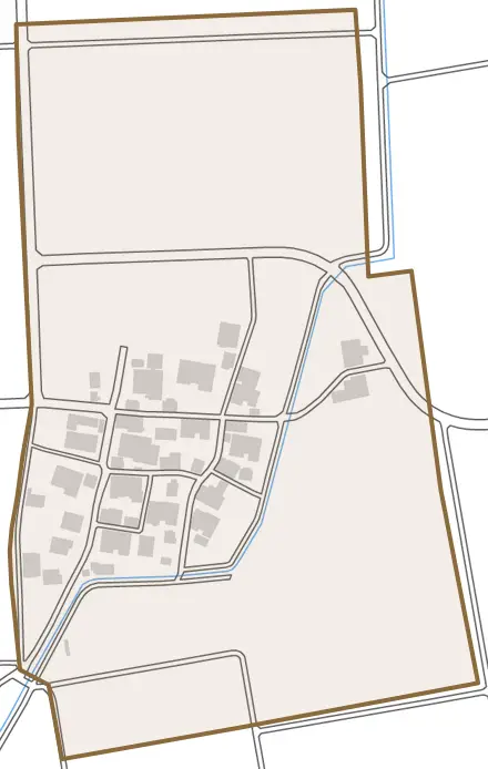 久保田とその周辺の地図。町の範囲を重ねている