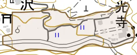 字総光寺沢とその周辺の地図。町の範囲を重ねている