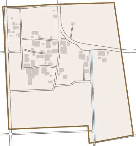 曽根田とその周辺の地図。町の範囲を重ねている