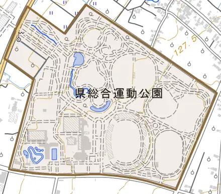 山王とその周辺の地図。町の範囲を重ねている