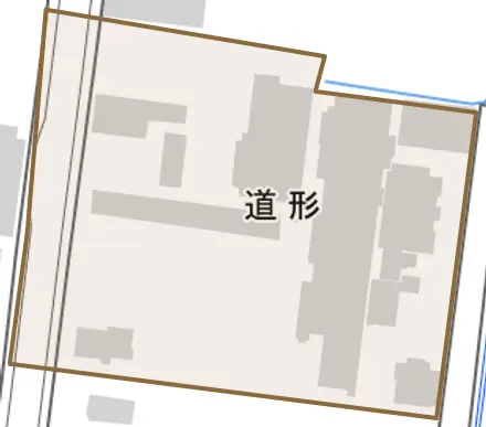 道形とその周辺の地図。町の範囲を重ねている